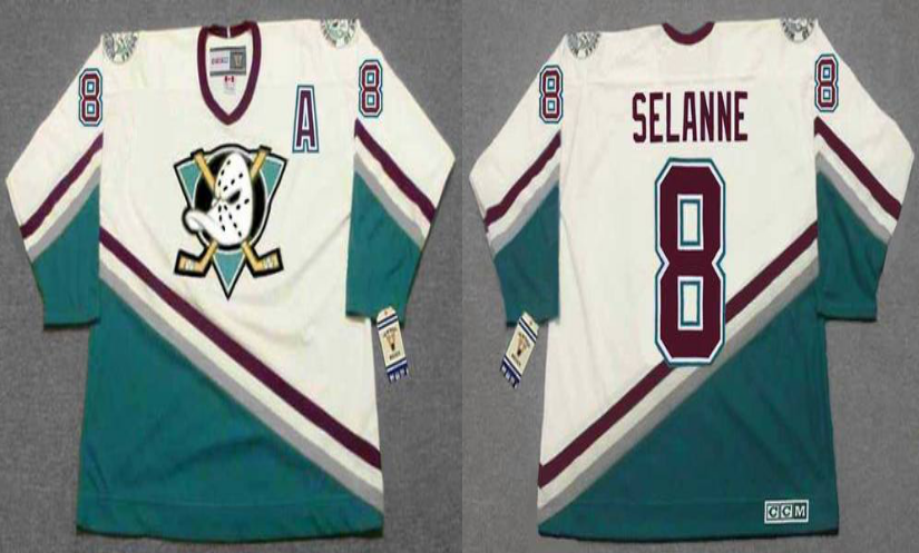 2019 Men Anaheim Ducks #8 Selanne white CCM NHL jerseys->anaheim ducks->NHL Jersey